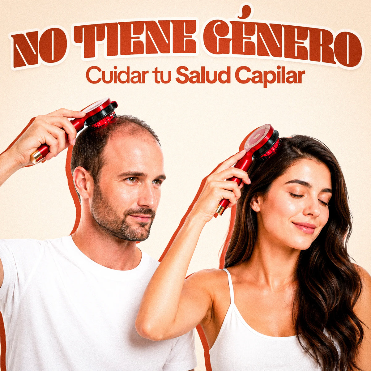 Cepillo Masajeador Capilar Aplicador Aceite Luz Roja 3 en 1