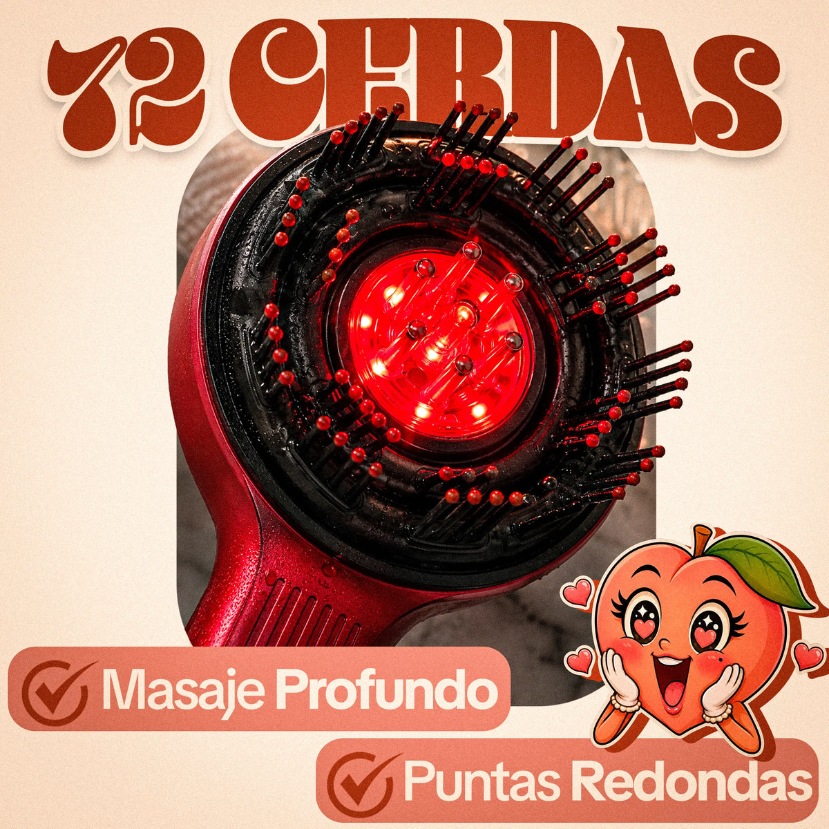 Cepillo Masajeador Capilar Aplicador Aceite Luz Roja 3 en 1