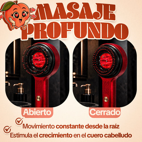 Cepillo Masajeador Capilar Aplicador Aceite Luz Roja 3 en 1